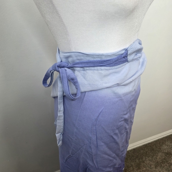 Jackie K Purple White Tropical Beach Summer Palm Trees Wrap Maxi Skirt Size M - Picture 3 of 6